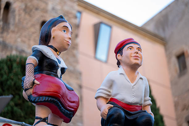 Barcelona, Spain - December 1, 2025:Traditional Catalan caganer figurines representing Christmas culture and festive tradition