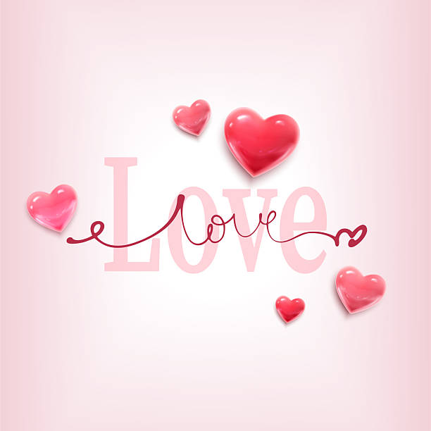 Vector realistic square banner. Love, happy Valentines background with red hearts.