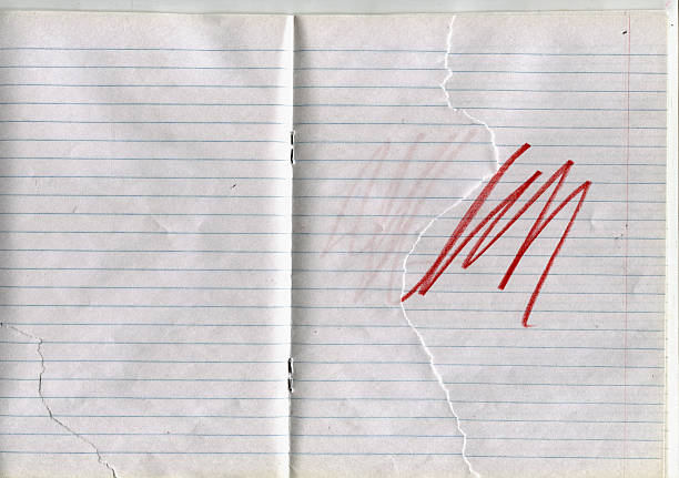 Image captures old, yellowed strip of paper, torn from the fragmented pages of ancient notebook. Texture thinned by the influence of years, faintly visible vein pits add to image nostalgic charm.