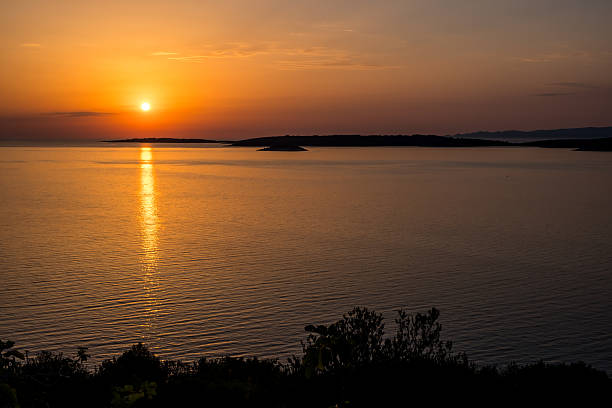 Beautiful sunset on Korcula Island, Croatia.