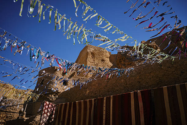 Moroccan crafts on the street stalls, Asilah, Morocco.