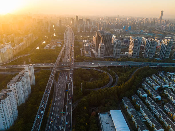 istock Overlook of city overpass at sunset 2255663209