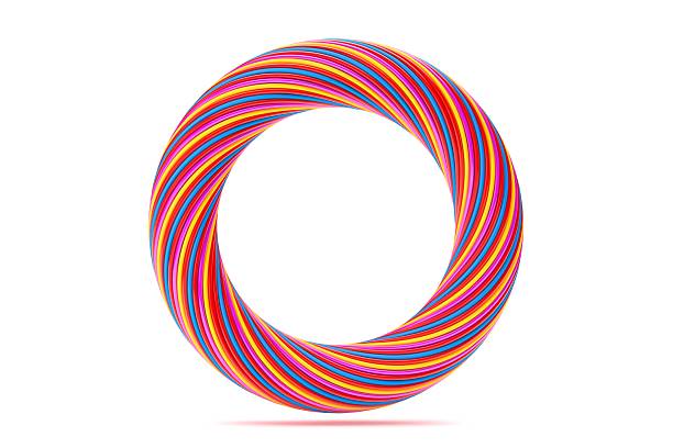 Colorful Abstract 3D Twisted Ring Shape on White Background