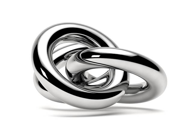 Abstract Chrome 3D Knot Sculpture Isolated on White Background