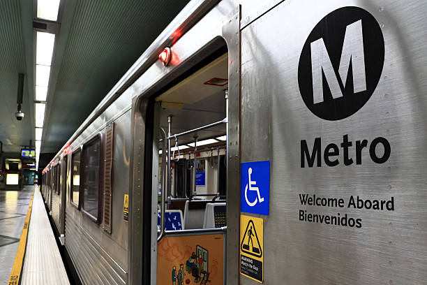 Los Angeles, California – November 28, 2025: Los Angeles Metro Rail Train at station