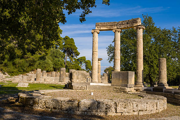 istock Philippeion columns in Olympia sunlight 2255670709