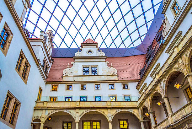 Dresden,Germany-December 19 2014:Enclosed western courtyard of Dresden Castle (museum entrance)