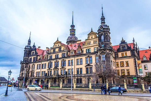 Statue with old town Dresden in the back