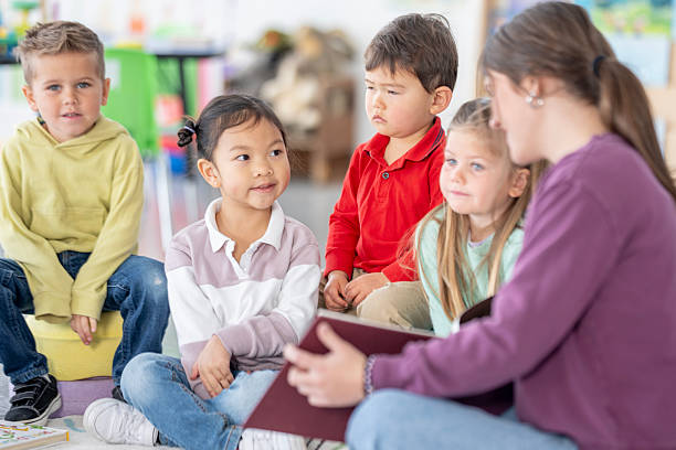 istock Diverse Classroom Reading Scene With Teacher And Group Of Children In Relaxed Learning Environment 2255676226