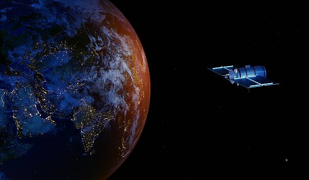Satellites, orbit around the Earth, satellite communication, 3D illustration