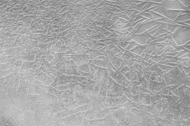 Ice and frozen water crystals. View from above.