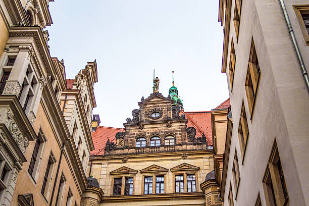 Dresden,Germany-December 19 2014: View from the inner courtyard of Dresden Castle buildings different architectural styles employed, from Baroque to Neo-renaissance.