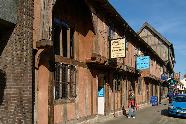The backs of medieval buildings seen from St Stephen's Lane in Ipswich, the County Town of Suffolk in Eastern England. Ipswich has very many old and medieval buildings.