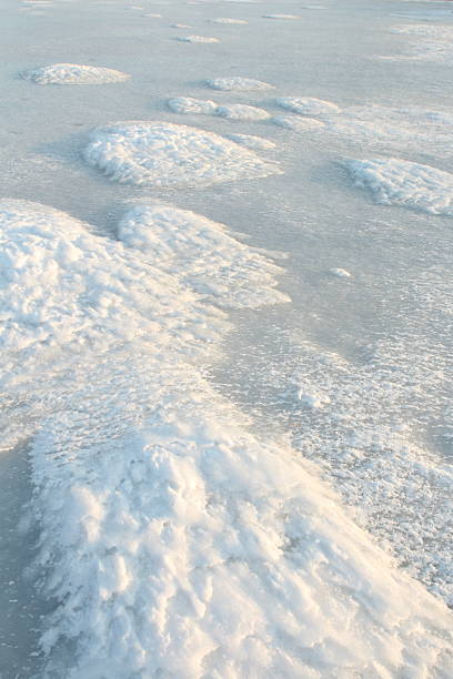 Texture of a thin layer of ice on the grass