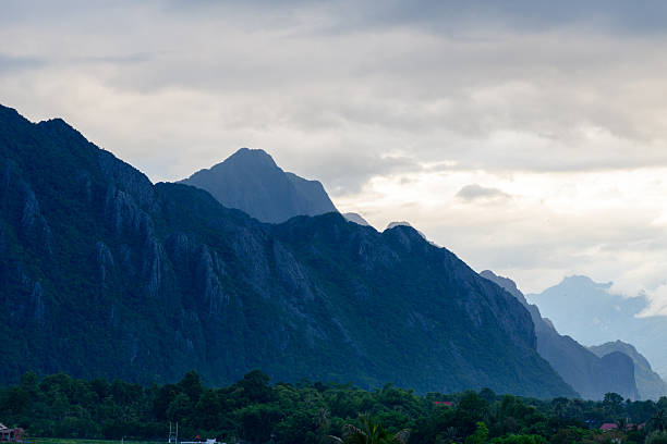 istock Layered karst mountains at dusk, Vang Vieng 2255709164
