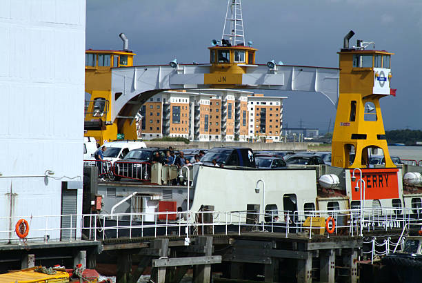 Greenwich - London, United Kingdom - May 25, 2022: Woolwich ferry on a sunny day in Summer