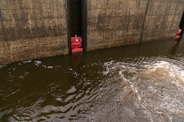 entering a river lock at canal du midi