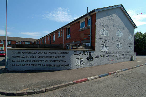 Belfast, United Kingdom - May 25, 2022: Loyalist murals, Belfast on a sunny day in Summer