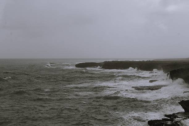 Thrashing waves and stormy sea in Barbados