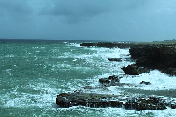 Storm on the Mediterranean Sea. Stormy sky, rain