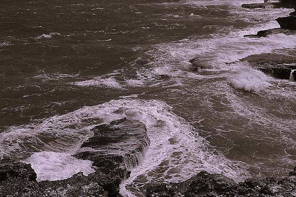 Thrashing waves and stormy sea in Barbados