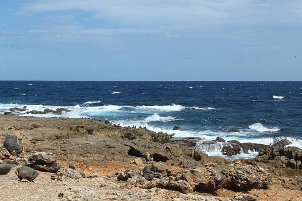 Tropical landscape showing the Caribbean sea and horizon in Aruba