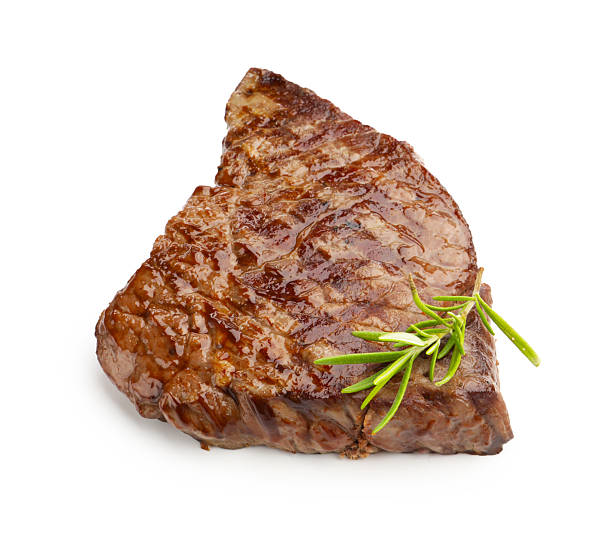 istock Delicious grilled beef steak with rosemary isolated on white 2255744658