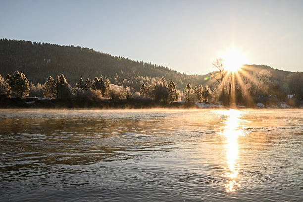 From Waterfront Park overlooking the Wenatchee River, an early morning walk in 20 degrees reveals a peaceful scene in Leavenworth, Washington.