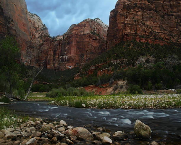Zion Nation Park in November, early morning in late autumn