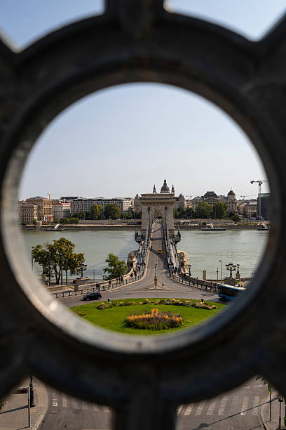 The Szechenyi Chain Bridge in Budapest, Hungary
