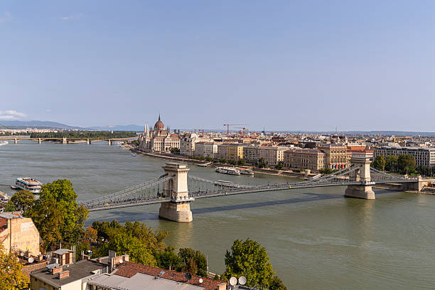 The Szechenyi Chain Bridge in Budapest, Hungary