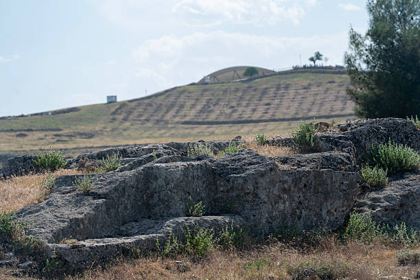 Photo of Gobekli Tepe seen from a remote viewpoint. The rock formation which is thought to be the source of milestones is seen in front. Shot with a full frame mirrorless camera.