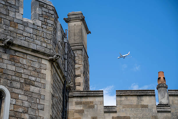 Windsor, United Kingdom - August 17, 2011: Public entrance to Windsor Castle in Winsdor, United Kingdom.  The Mary Tudor Tower is visible in the background.