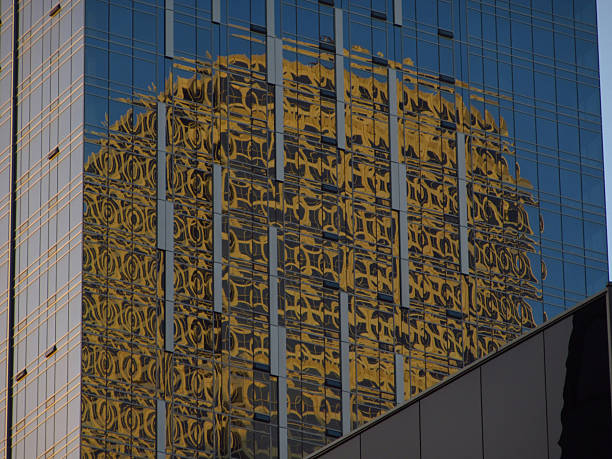 Rippling Distorted Skyscraper Window Reflections stock photo