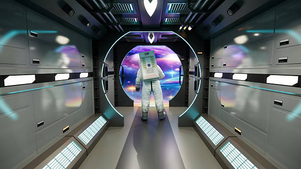 istock Spaceship flying over earth with open bay doors revealing sunrise. 3d rendering 2255801483