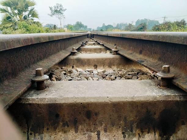 Railway track with wooden sleepers