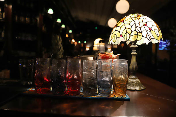 A space decorated with a stained glass table lamp