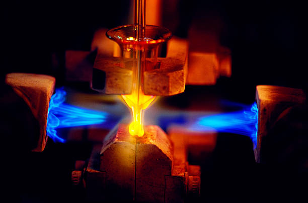 Glass making involves melting silica sand with soda ash (flux) and limestone (stabilizer) at extreme temperatures (around 1000°C+) in a furnace to form a molten liquid, which is then shaped by blowing, molding, or pressing, followed by slow cooling (annealing) to prevent cracking. Key ingredients are silica sand, soda ash (lowers melting point), and limestone (adds durability), plus recycled glass