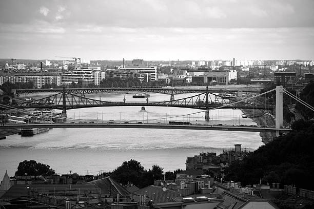 View of the bridges over the Danube river in Budapest, the capital of Hungary.