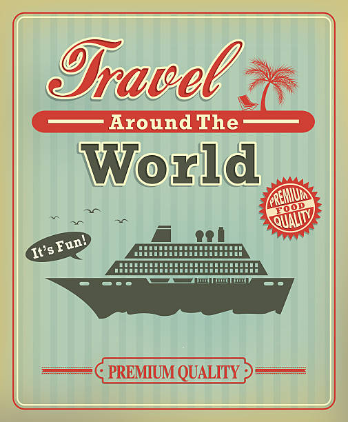 Vintage Travel around the world poster design