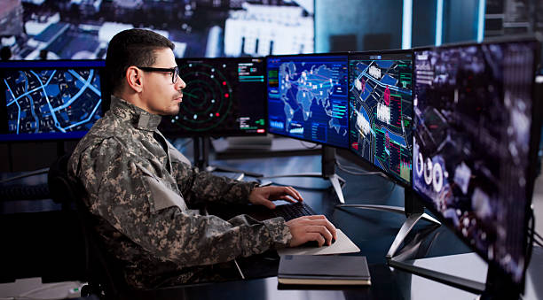 istock Monitoring Progress Of Surveillance Missions From Military Headquarters 2255845136