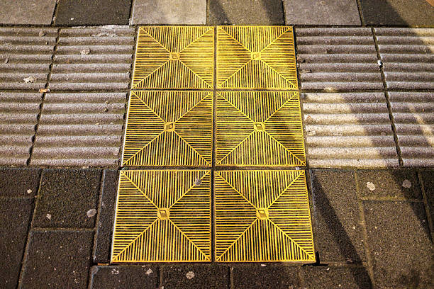 tram signal painted on the road between tram tracks. sustanable and electric transport concept