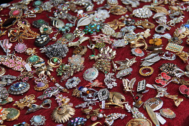 Diamonds and pearls jewelry collection on white desk