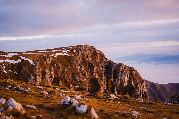 Tlsta peak from Ostra in Big Fatra, Slovak republic. Seasonal natural scene. Travel destination.