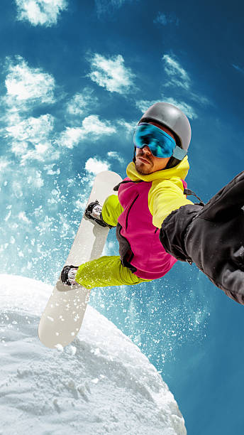 istock Graphic composition snowboarder selfie style jump with confidence in mid air 2255873817