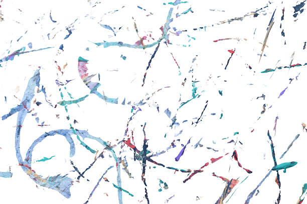 An abstract background of acrylic paint strokes. Various bright colors are used, including blue, red, orange, and yellow.