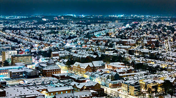 Aerial view of Odense downtown from old square