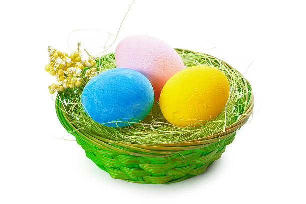 Easter eggs on the white backgrounds.