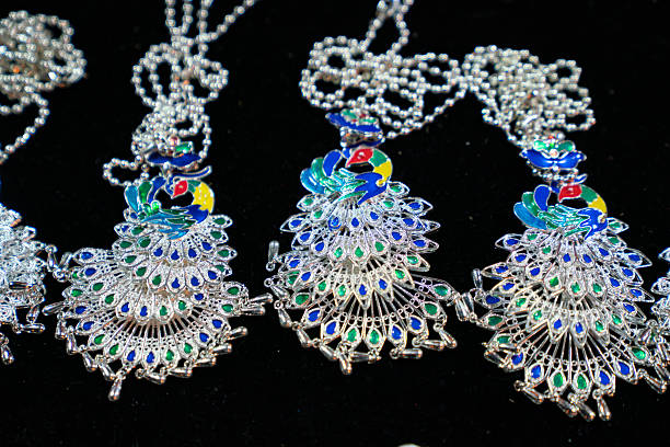 Peacock,Miao silverware,Traditional Miao silver crafts,China,Asia.