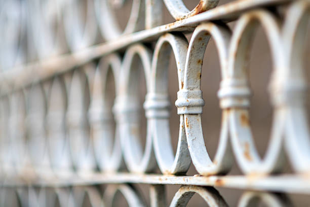 Antique Iron fence selective focus close up
